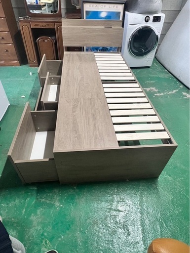 「A171」美品！引き出し付き ベッド ニトリ W800×D1800×140 A171?美品！引き出し付き シンプルベッド ニトリ W800×D1800×140