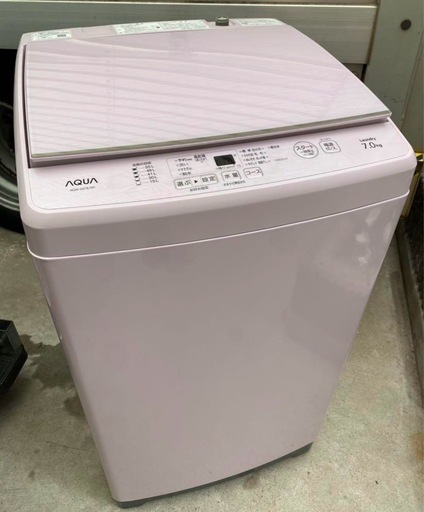 アクア 2020年製 7.0kg 洗濯機 ガラストップ AQUA 洗濯機ガラストップデザインモデル大容量7Kg 2020年製 美品 ガラス
