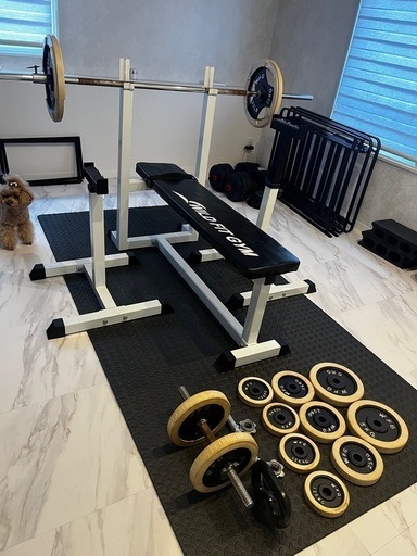 ★マルチベンチ、バーベル、プレート、セーフティのセット★ ☆マルチベンチ、バーベル、プレート、セーフティのセット☆ マルチ