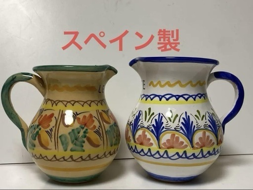 スペイン陶器サングリア入れ（水差し）LAGARTERA 2点セット ミルクポット