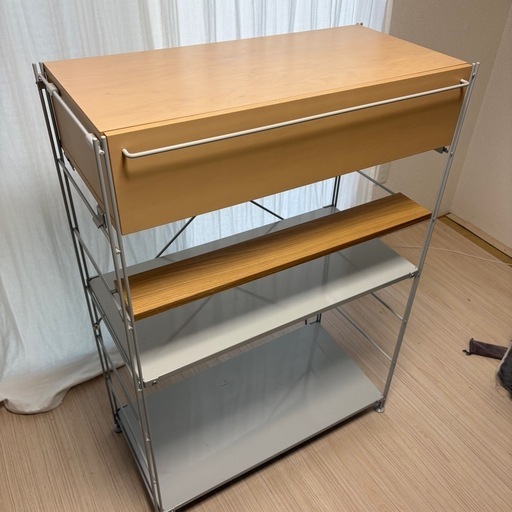 無印】スチールユニットシェルフ・スチール棚セット・小・ライトグレー