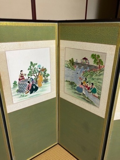 美術品 屏風 4枚屏風 春夏秋冬 希少 美品 コレクション 装飾品 工芸