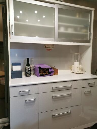 FU737】☆ニトリ 2枚扉食器棚 ホワイト ダリア80