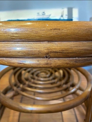 ヴィンテージ ラタンテーブル ラウンド 籐 コーヒーテーブル 棚