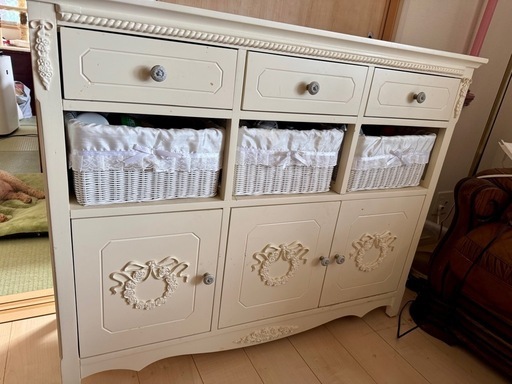 アンティーク風 ホワイトキャビネット アンティーク 猫脚 チェスト 白