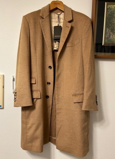 美品 TRUSSARDI ベージュ チェスターコート イタリア製 44サイズ