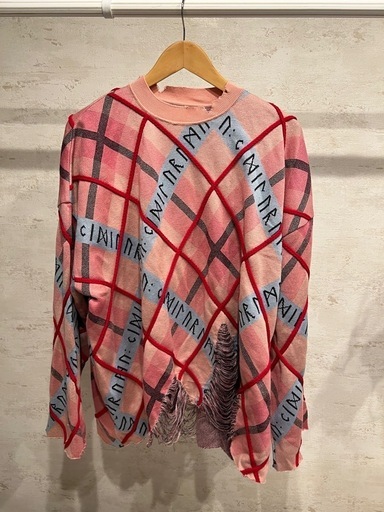 KIDILL×rurumu Tartan Check Knit ラメ ピンク kidill キディル ニット