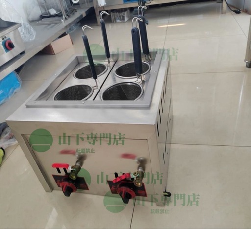 引取限定　ゆで麺機　都市ガス　中古　卓上 新品茹で麺機 ゆで麺器 ガスゆで麺機 卓上型 テボ4点付き LPガス式