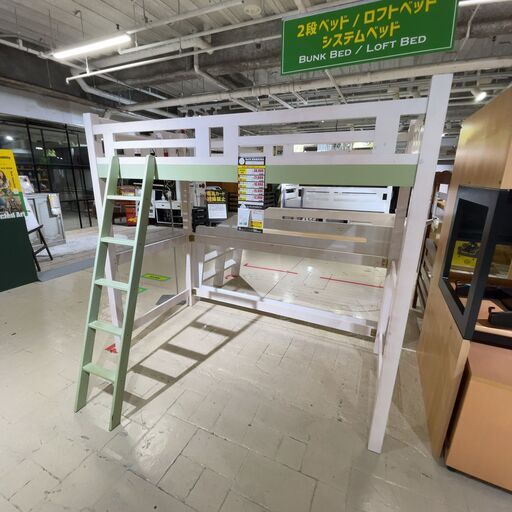 ロフトベッド 美品 美品 木製ロフトベッド 高さ159cm ツートン