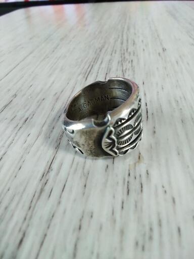 ナバホ族　アンディキャドマン　シルバーリングターコイズ　スタンプ アンディ・キャドマン シルバーリング ナバホ族 アンディキャドマン