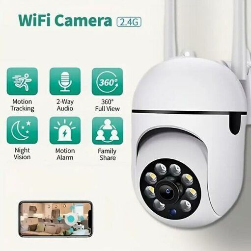 新品WiFi IPカラーナイトビジョン動体検知防犯カメラUSBケーブル10m付き音声双方向
