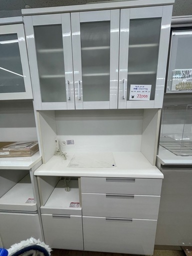 ☆ジモティ割あり☆ 松田家具 レンジボード ホワイト H179×D48.5×W117 クリーニング