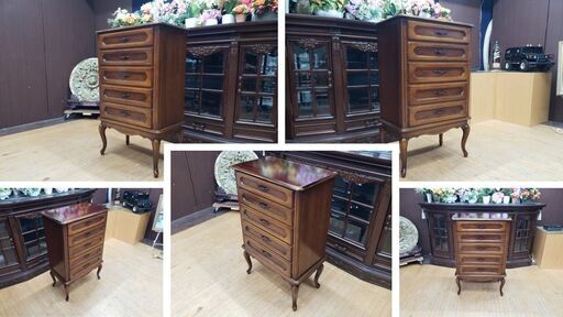 A6 カリモク 猫脚 5段チェスト 受注生産】日本製 木製猫脚チェスト 段