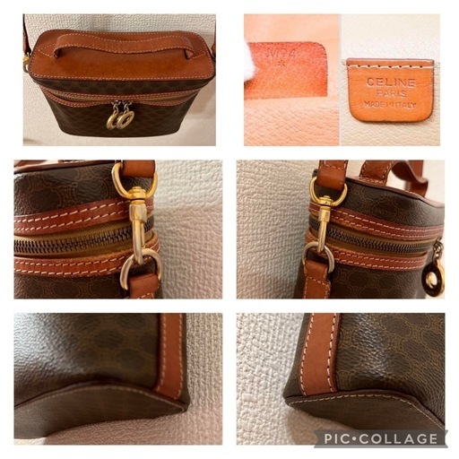 CELINE マカダム　バニティバッグ　ショルダーバッグ2way サークル金具 CELINE セリーヌ サークル金具 マカダム柄 PVC/レザー 2wayバニティバッグ