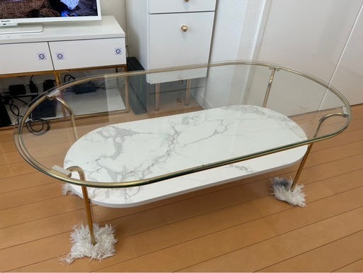 フランフラン　レガート コーヒーテーブル L ゴールド×マーブル （W950） レガート コーヒーテーブル L ゴールド×マーブル （W950