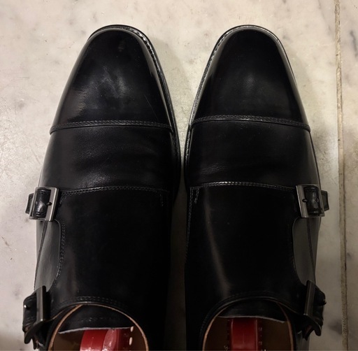 スコッチグレインダブルモンクストラップシューズ 黒(サイズ24 1/2)