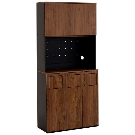 ヴィンテージ ごみ箱一体型食器棚 ごみ箱3つタイプ ウォールナット