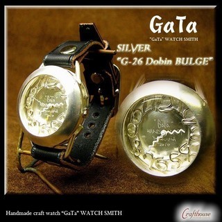 手作り時計職人ブランド【GaTa】 シルバー製【Dobin Silver Bulge】文字盤 オールハンドメイド レザーウォッチ【メンズ】/腕時計