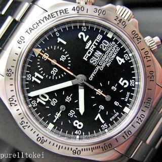 ★新品★FORTIS コスモノート クロノグラフ 黒/SS 630.10.11M