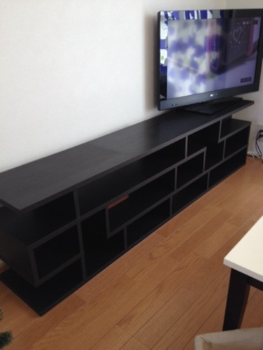 木製 黒色テレビ台
