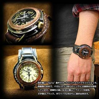 手作り時計工房【"GaTa" WATCH SMITH 】 シルバー&真鍮&銅製 【Jack combination】文字盤 オールハンドメイド レザーウォッチ/腕時計/アンティーク時計