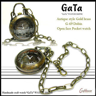アンティーク調の懐中時計！ オールハンドメイドブランド【GaTa】 アンティークゴールド(真鍮)仕上げ\