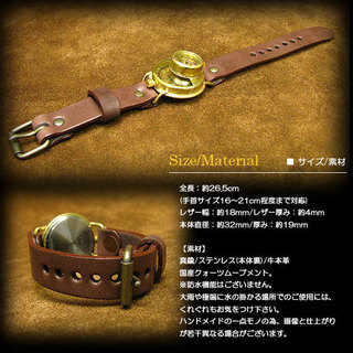 見るものを惹きつける。 手作り時計職人ブランド【NABE TIME】 真鍮製 真鍮製 MASK文字盤 オールハンドメイド レザーウォッチ【メンズ】/アンティーク時計
