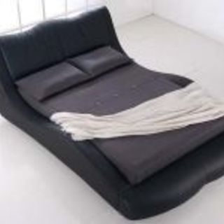 イタリアンモダン ダブルベッド BAT 黒 ポケットマット付