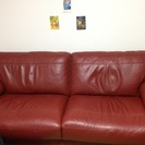 ネオダビンチ 三人掛けソファー赤茶本革使用三ヶ月価格180000円