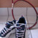 princeテニスラケット【カラー赤】、シューズ、ラケットケース
