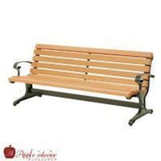 ウッドベンチアルミ脚 肘付 W1900xD650xH745mm