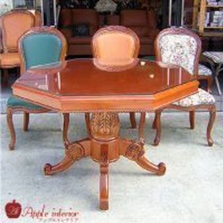 総天然木 八角形テーブル5点セット110x110cm