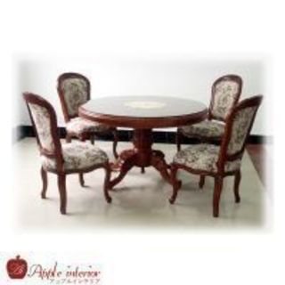 総天然木 丸型テーブル5点セット 直径120cm 無地