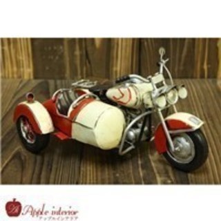 ブリキ玩具 バイク ハーレー サイドカー ホワイト&レッド