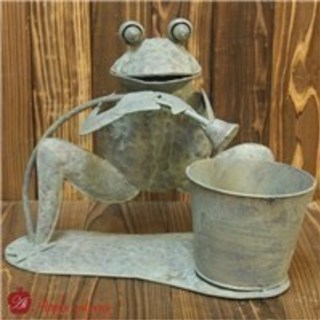 愉快なアニマルフラワーポット ブリキのカエル鉢カバー ホース
