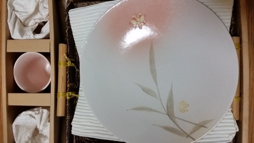 終了品大皿、湯呑みセット